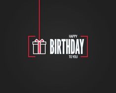 a black and red birthday card with a gift box on the bottom, and happy birthday to you written in white