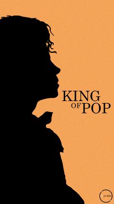 the silhouette of a man's head against an orange background with the words king of pop on it