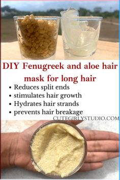 This DIY frnugreek hair mask helps in bringing shine to the hair and also stimulates hair growth. Fenugreek hair mask also keeps the hair well hydrated and shiny when used with aloe vera as a hair mask Fenugreek For Hair Growth Oil Diy, Auyvedic Hair Growth, Hair Mask With Jojoba Oil, Hair Strengthening And Growth Mask, Benefits Of Fenugreek For Hair, Hydrating Hair Mask Diy Natural, Fenugreek And Aloe Vera For Hair, Ayurvedic Hair Mask Recipes, Aloe Hair Mask Diy