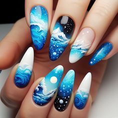 Sky Nails, Fancy Nails Designs, Fancy Nails, Nails Designs, Spring Nails, Nail Design, Summer Nails, Nail Designs, Nail Art