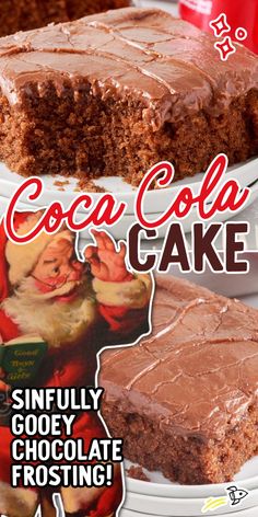 a magazine cover with a chocolate cake on it's front and the title coca cola cake in the middle