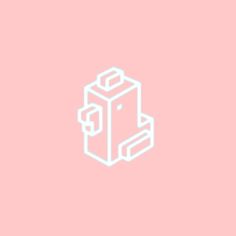 a pink background with a white line drawing of a receptacle on it's side