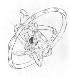 a drawing of an object that is in the shape of a ball and some circles