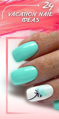 Summer Nail Art Ideas For Short Nails, Turquoise Tropical Nails, Summer Nails 2023 Turquoise, Gel Nails Tropical, Gel Nail Designs Beach Vacation, Summer Nails 2023 Vacation, Summer Beach Gel Nails Ideas, Beach Nail Colors 2023, Gel Nail Designs For Summer Beach