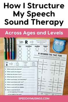 an activity sheet with words and pictures to help students learn how to use sound therapy