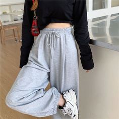 New Baggy Fashion Oversize Sports Pants Balck Trousers · Shop Zola · Online Store Powered by Storenvy Joggers Streetwear, Baggy Fashion, Celana Fashion, Oversized Sweatpants, Sweatpants For Women, Gray Sweatpants, Oversized Pants, Baggy Sweatpants, Streetwear Pants