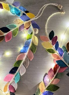 a string of lights that have been made to look like leaves