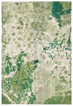 an area rug with green and white colors