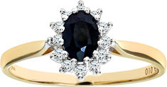 9 ct Yellow Gold Diamond and Sapphire Cluster Women's Ring Sapphire Stone, Natural Sapphire, Beautiful Gift Boxes, Precious Gemstones, Classic Looks