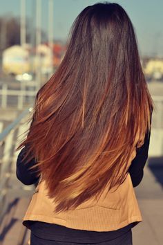 Now THAT'S a good ombre for dark hair! Long Brown Hair, Brown Hair, Red Hair, Red, Hair, Black, Coupe