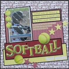 an altered photograph of a baseball player hitting a ball with his bat and the words softball written on it