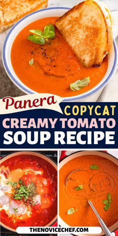 soup recipe with creamy tomato soup and grilled bread