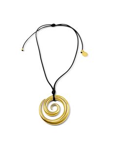 swirl gold pendant black rope adjustable necklace 100% waterproof Adjustable Gold Necklace With Sliding Knot, Gold Necklace With Adjustable Sliding Knot, Gold Jewelry With Adjustable Cord And Round Pendant, Adjustable Yellow Gold Necklace With Cord, Adjustable Gold Spiral Necklace, Adjustable Spiral Gold Necklace, Adjustable Yellow Gold Necklace With Adjustable Cord, Adjustable Spiral Gold Jewelry, Gold Pendant Necklace With Adjustable Cord