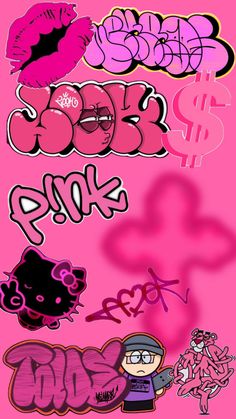 some graffiti art on a pink background