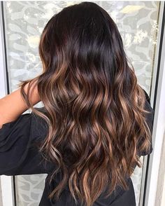 Hair                                                                                                                                                                                 More Dark Brown Hair With Caramel Highlights, Dark Brunette Balayage Hair, Dark Brunette Balayage, Brown Hair With Caramel Highlights, Brunette Balayage