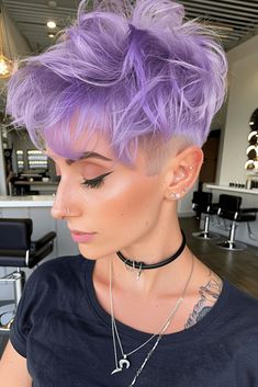 30 Bixie Cuts to Shake Up Your Style: The Ultimate Guide - Luxe Luminous Men Perm Hair, All Back With Beads, Colorful Pixie Cut, Hairstyles For Women Indian, Hairstyles All Back, Braids Real Hair, Bold Undercut, Lavender Pixie, Platinum Blonde Pixie