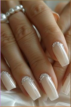 Bridal Nail Inspiration, Ivory Wedding Nails For Bride, Wedding Bride Nails Ideas, Wedding Nail Designs For Bride 2024, Bride Nails Wedding Elegant, Wedding Nails For Bride Classy Bridal, Bride Manicure, Bride Nail Art, Bride Nail