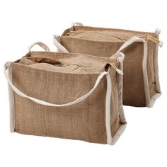 two jute bags sitting side by side