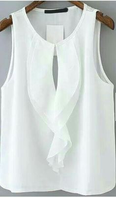 Áo Blu, Sewing Blouses, فستان سهرة, Vest White, 가을 패션, Chiffon Blouse, White Tank, Ladies Tops Fashion