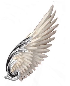 an artistically designed white wing on a white background