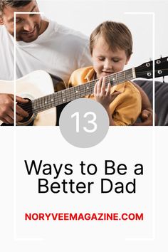 Dad and son playing guitar