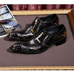 Is this price ridiculous? Just $171.95! Men's Genuine Leather Slip-on Pointed Toe Handmade Business Dress Shoes #headturner #Ialwayslooksexy #getyoursexyon #styleiseverything #imtoosexy Formal Pointed Toe Loafers With Metal Feet, Business Loafers With Pointed Toe, Formal Slip-on Dress Shoes For Fall, Slip-on Formal Dress Shoes For Fall, Slip-on Dress Shoes For Formal Occasions, Business Cap Toe Leather Shoes For Fall, Business Oxfords With Pointed Toe, Formal Slip-on Oxfords For Fall, Business Leather Cap Toe Shoes For Fall