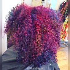 Multicolored Curly Hair, 4b Dyed Hair, Hair Braid Patterns, Dyed Curly Hair, Bold Hair Color, Curly Crochet Hair Styles, Quick Braided Hairstyles, Dyed Hair Inspiration, Bright Hair