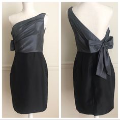 Perfect Dress For Any Formal Occasion. This Asymmetrical One Shoulder Dress Features A 15” Side Zipper For Easy On And Off. The Top Bodice Is Perfectly Made With Breast Pads And Boning For Support. It Has A Bow On The Side (Back). Fully Lined. Approx Measurements- See Pics, Size 4 Fabric- Taffeta Made From 100% Polyester. Color - Black & Grey Forever Yours, Formal Occasion, Black Grey, Perfect Dress, Side Zipper, One Shoulder Dress, Black Gray, Bodice, Shoulder Dress