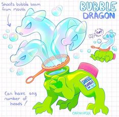 an image of bubble dragon with bubbles coming out of it's mouth and the words bubble