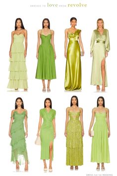 dresses to love from revolve in lime green and yellow colors for the bridesmaids