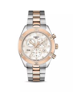 Tissot - PR100 Link Bracelet Diamond Chronograph, 38mm Tissot Pr 100 Sport Chic, Sport Watches Women, Elegant Watches Women, Luxury Women Watches, Lux Watches, Rolex Watches Women, Tissot Watches, Bracelet Diamond, Watches Women