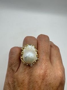 Vintage Biwa white pearl Ring Golden 925 Sterling Silver Cocktail Statement Eternity wedding band  Huge Boho style  Size adjustable. 5-10 All rings are shipped free in the US in a nice gift box.   Check out our over a THOUSAND great reviews Engraving is $4 per letter and is not always perfect depending on the piece. It can take a few days if the jeweler is busy. This is payable to Paypal Judithsltd@gmail.com White Pearl Ring, Biwa Pearls, Silver Cocktail, Eternity Wedding Band, Boho Stil, Pearl Ring, White Pearl, Gmail Com, Rings Statement