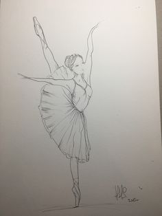 a pencil drawing of a ballerina dancer