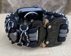 "FREE USPS PRIORITY MAIL SHIPPING FOR DOMESTIC US ORDERS (Includes U.S. Military APO/FPO Address Overseas) Thank you for visiting our shop \"Cording 2U\". A veteran owned business. Handcrafted Paracord wearables customized \"According To You\". Handcrafted with 100% Nylon Paracord \"MADE IN USA\" Our Products include: 🔹Custom handcrafted watch bands according to your wrist size, style, and color of choice. If you don't see it in our page yet, please contact us and we can discuss your options. ? Paracord Watch, Apple Watch Sizes, Apple Watch Accessories, 550 Paracord, Apple Watch Series 1, Watch Accessories, Apple Watch Strap, Apple Products, Apple Watch Series