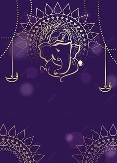 purple and gold background with an image of the hindu god ganeshi on it