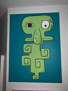 Squidward Self Portrait, Squidward Painting On Canvas, Squidward Drawing, Spongebob Art, Sea Creatures Art, Spongebob Drawings