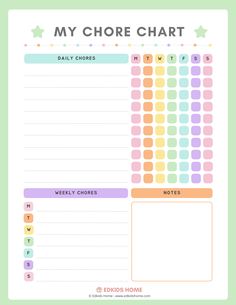 a printable chore chart with the words'my chore chart'on it