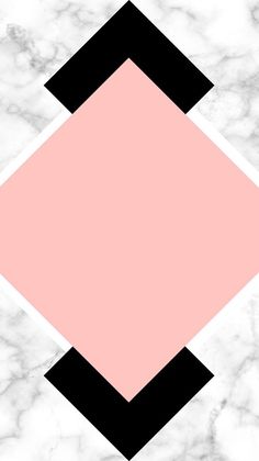 a pink and black square on a white marble background with an arrow in the center