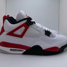 Brand New Ship Same Day Or Next Day!!! Nike Air Jordan 4 High-top With Branded Insole, Nike Air Jordan 4 High-top, Casual Air Jordan 4 High-top With Red Sole, Casual Red Air Jordan 4 For Sports, Nike Air Jordan 4 Casual Streetwear, Red High-top Air Jordan 4 Sporty, Sporty Red High-top Air Jordan 4, Red Air Jordan 4 For Streetwear With Round Toe, Red Air Jordan 4 Streetwear Shoes With Round Toe