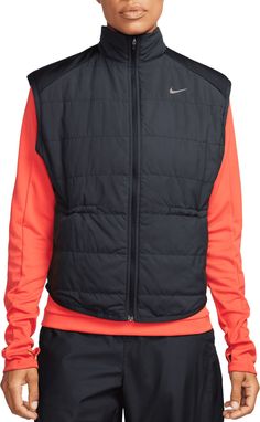 If you're debating whether it's too chilly or breezy to go for a run, take that first step out the door in this vest. With heat-regulating tech, you won't be fighting the cold alone. Plus, the loose fit makes for easy layering, so before, during and after your run, you're set to take on cold-weather conditions. Fit & Design: Nike Therma-FIT technology helps manage your body’s natural heat to help keep you warm in cold-weather conditions Bungees at waist let you customize your fit Drop-tail desig Running Goals, Nike Web, Womens Puffer Vest, Running Vest, Half Zip Jacket, Woven Jacket, Outerwear Vest, Running Jacket, Athletic Apparel