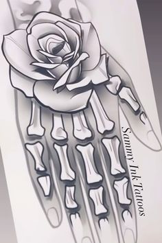 a drawing of a rose on the palm of someone's hand