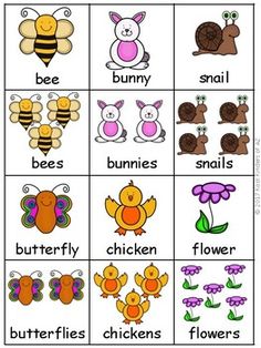 an animal and insect matching game for kids to practice their spelling skills with the words bee, bunny, butterflies, snails