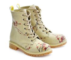 Moto Boots Outfit, Floral Combat Boots, Cherry Blossom Print, Womens Combat Boots, Combat Boot, Long Boots, Shoe Print, Mid Calf Boots, Artificial Leather