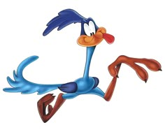 an image of a cartoon bird flying in the air with his legs spread out and eyes wide open