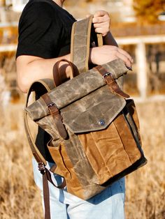 Canvas Odyssey Bag Leatherworking Projects, Waxed Canvas Leather Backpack, Canvas Backpack Men, Leather Travel Backpack, Wax Canvas, Canvas Backpacks, Backpacks For Men, Travel Backpacks, Minimalist Backpack