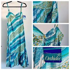 Description: Orchidee Ocean Blue Striped Floral Holiday Dress with Sweetheart Neckline and Pleated Drop Hem (UK6-8) Measurements: BUST: 80cm.  UK 6-8, WAIST: 72cm. UK 10, HIPS: 94cm.  Vintage Appreciation Society: Online and Instore @vintageappreciationsociety and @handbagappreciationsociety Dress With Sweetheart Neckline, Holiday Dress, Ocean Blue, Vintage Dress, Dress Clothes For Women, Holiday Dresses, Blue Ocean, Sweetheart Neckline, Vintage Dresses