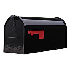 a black mailbox with the letter f on it's front and side panels