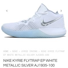 Great Condition, Only Worn A Couple Times. Size 12 Can Ship Within A Day Or Two. Nike Kyrie Flytrap, Nike Kyrie, Shoes Nike, White Nikes, White Silver, Men's Nike, Silver Color, Nike Men, Nike Shoes