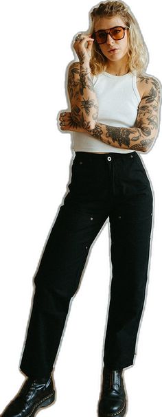 Edgy Cotton Straight Leg Cargo Pants, Edgy Cotton Bottoms With Pockets, Edgy Cotton Cargo Pants With Side Pockets, Edgy Cotton Bottoms With Side Pockets, Edgy Cotton Cargo Style Bottoms, Edgy Cotton Cargo Bottoms, Edgy Cotton Cargo Jeans With Belt Loops, Utilitarian Style, Workwear Trousers