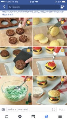 how to make mini burgers with cookie doughnut holes and chocolate cookies in the middle